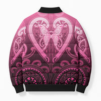 Aotearoa Breast Cancer Bomber Puffer Jacket Maori Tribal Pattern