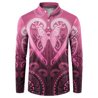 Aotearoa Breast Cancer Button Sweatshirt Maori Tribal Pattern