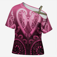 Aotearoa Breast Cancer Cross Shoulder Shirt Maori Tribal Pattern