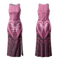 Aotearoa Breast Cancer Family Matching Tank Maxi Dress and Hawaiian Shirt Maori Tribal Pattern