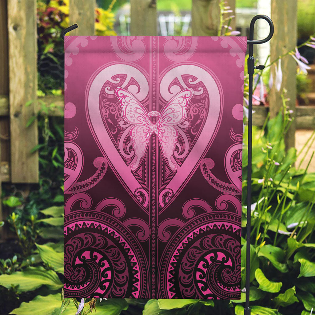 Aotearoa Breast Cancer Garden Flag Maori Tribal Pattern