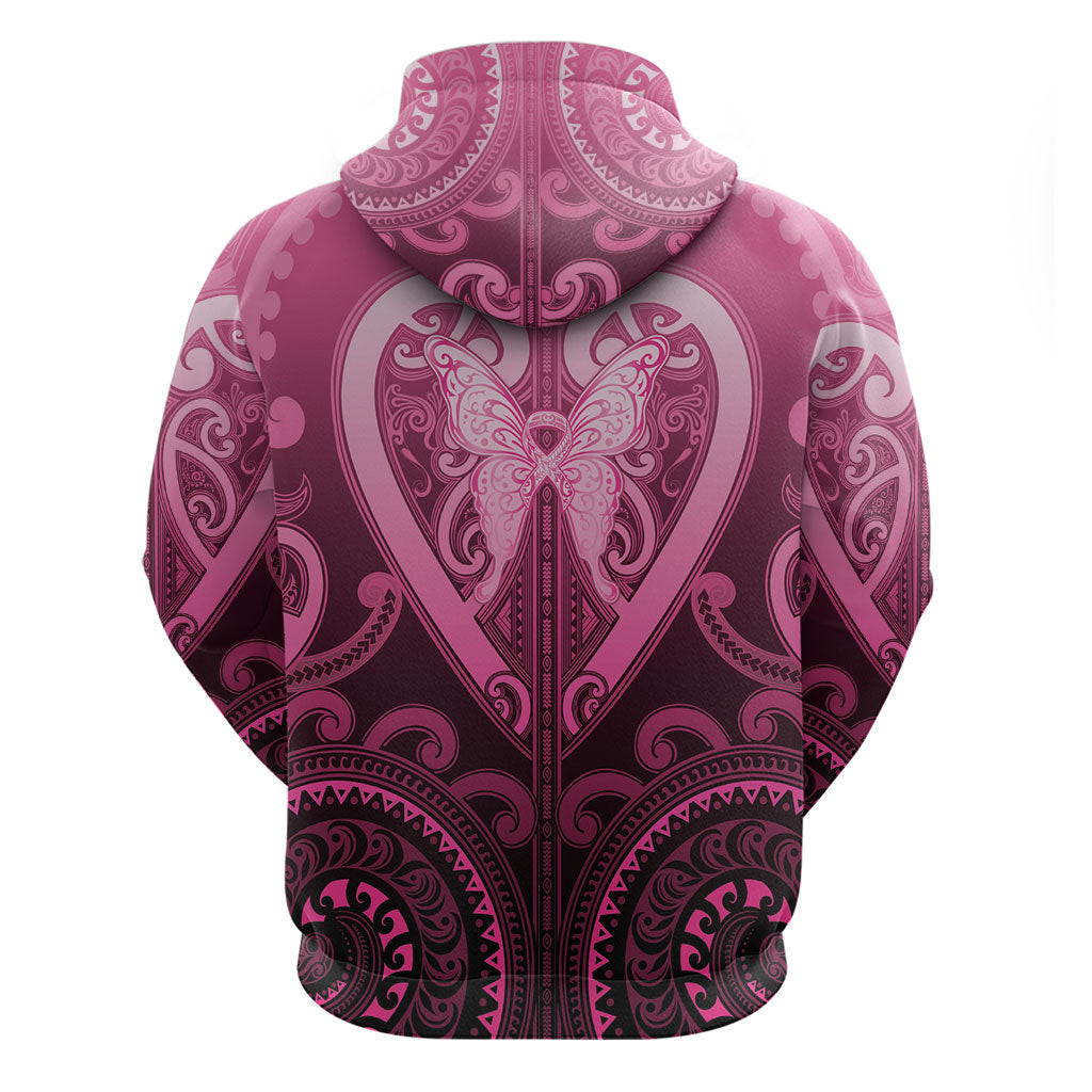 Aotearoa Breast Cancer Hoodie Maori Tribal Pattern
