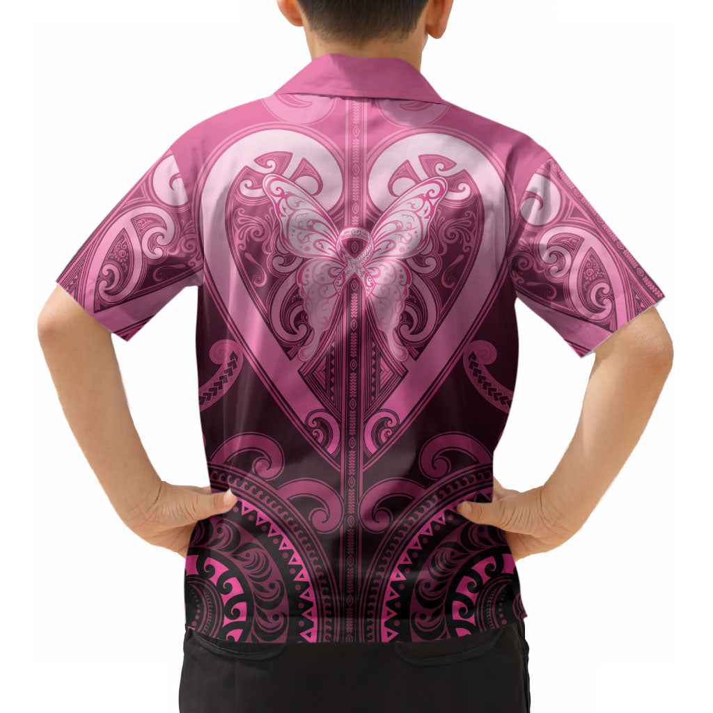 Aotearoa Breast Cancer Kid Hawaiian Shirt Maori Tribal Pattern