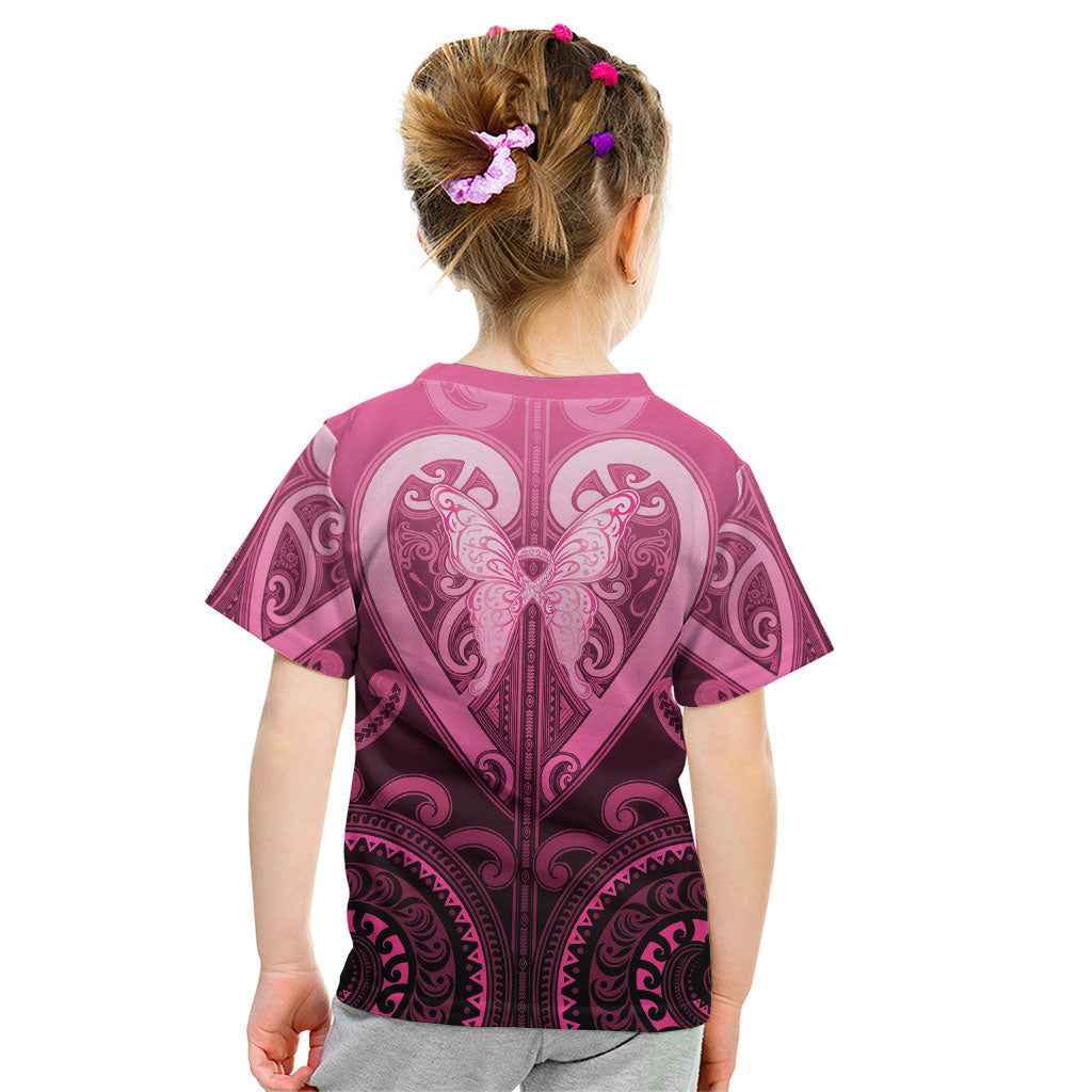 Aotearoa Breast Cancer Kid T Shirt Maori Tribal Pattern
