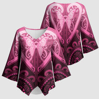 Aotearoa Breast Cancer Kimono Sleeve Blouse Maori Tribal Pattern