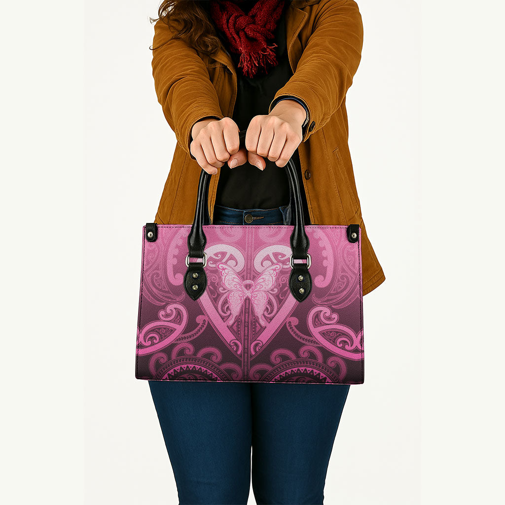 Aotearoa Breast Cancer Leather Bag Maori Tribal Pattern