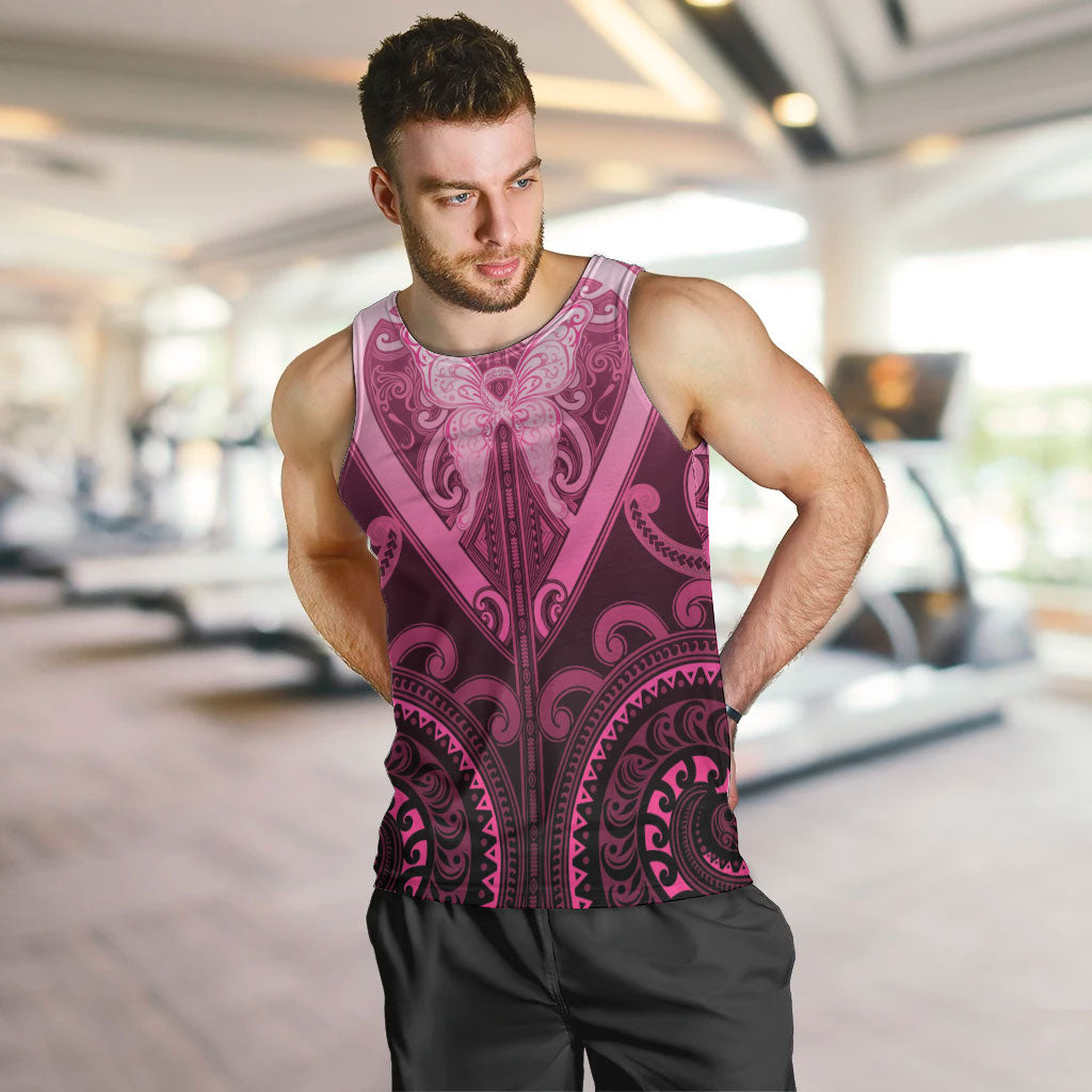 Aotearoa Breast Cancer Men Tank Top Maori Tribal Pattern