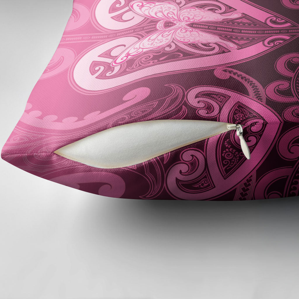 Aotearoa Breast Cancer Pillow Cover Maori Tribal Pattern