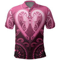Aotearoa Breast Cancer Polo Shirt Maori Tribal Pattern