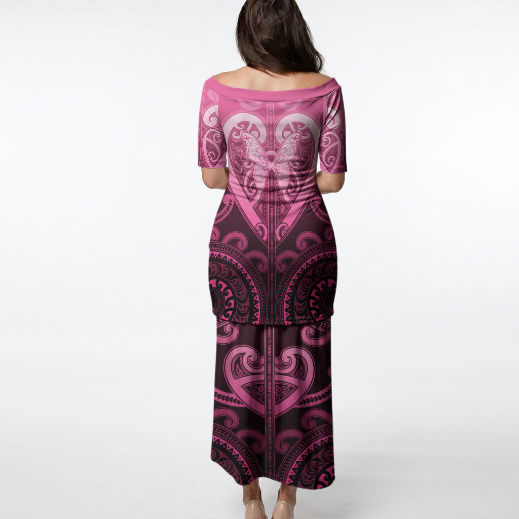 Aotearoa Breast Cancer Puletasi Maori Tribal Pattern