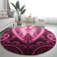 Aotearoa Breast Cancer Round Carpet Maori Tribal Pattern