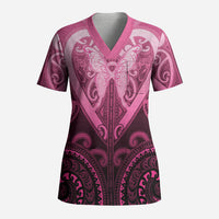 Aotearoa Breast Cancer Scrub Top Maori Tribal Pattern