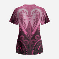 Aotearoa Breast Cancer Scrub Top Maori Tribal Pattern