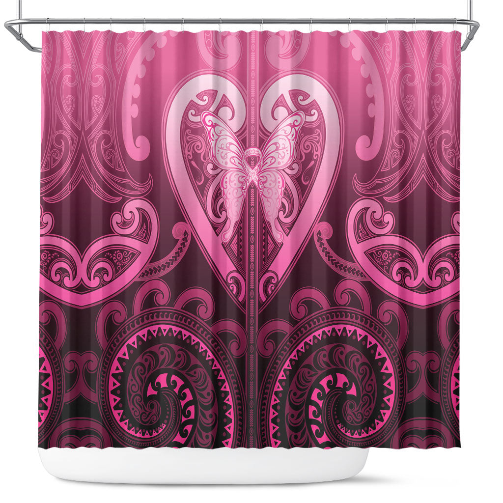 Aotearoa Breast Cancer Shower Curtain Maori Tribal Pattern