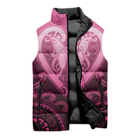 Aotearoa Breast Cancer Sleeveless Puffer Jacket Maori Tribal Pattern