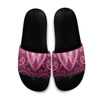 Aotearoa Breast Cancer Slide Sandals Maori Tribal Pattern
