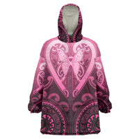 Aotearoa Breast Cancer Wearable Blanket Hoodie Maori Tribal Pattern