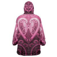 Aotearoa Breast Cancer Wearable Blanket Hoodie Maori Tribal Pattern