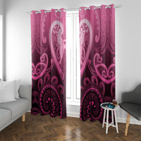 Aotearoa Breast Cancer Window Curtain Maori Tribal Pattern