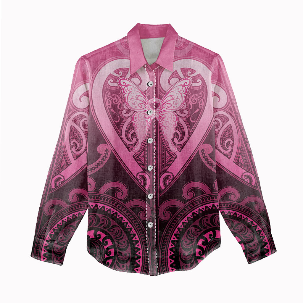 Aotearoa Breast Cancer Women Casual Shirt Maori Tribal Pattern