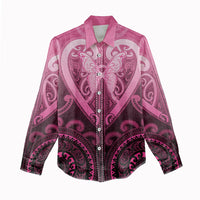 Aotearoa Breast Cancer Women Casual Shirt Maori Tribal Pattern