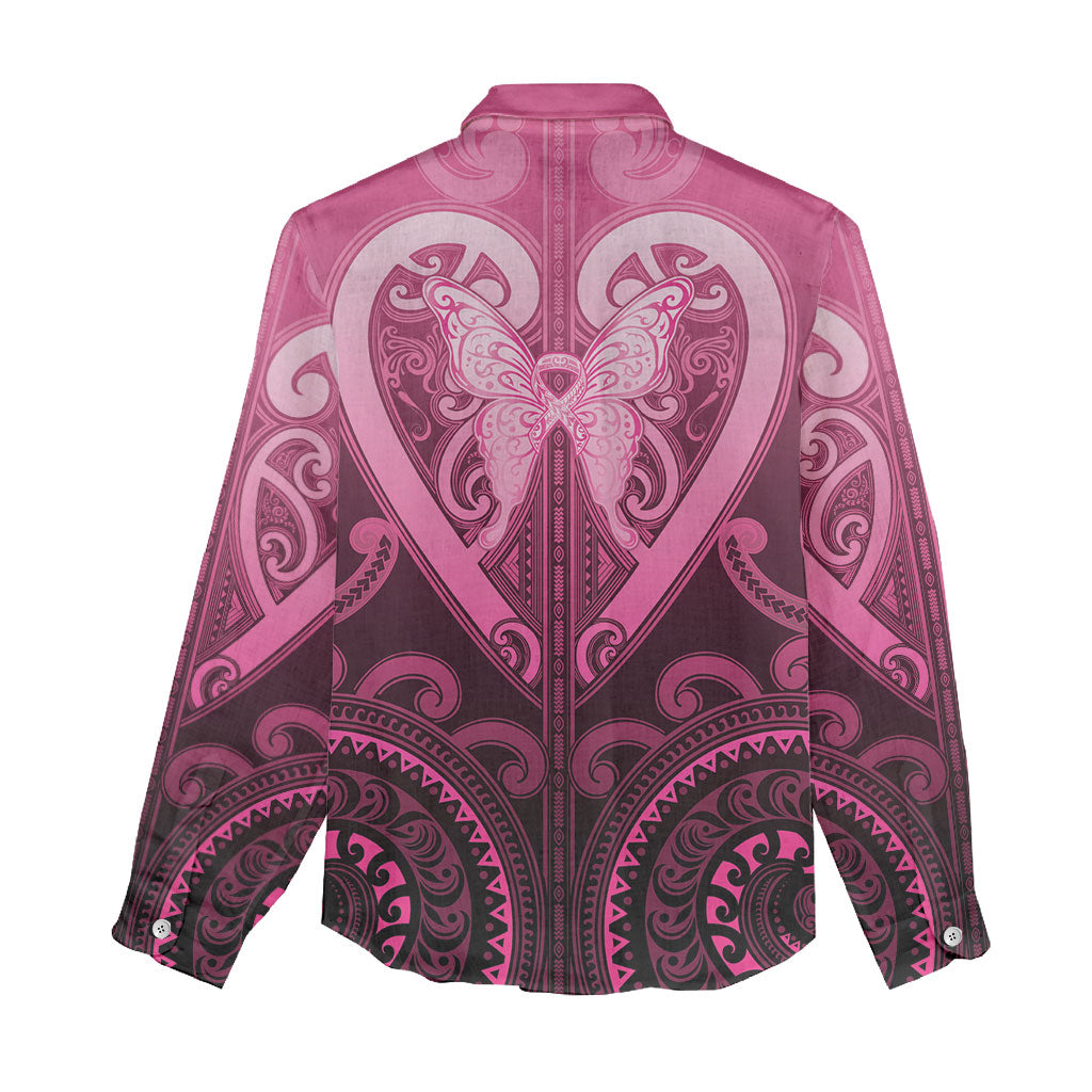 Aotearoa Breast Cancer Women Casual Shirt Maori Tribal Pattern