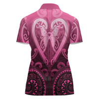 Aotearoa Breast Cancer Women Polo Shirt Maori Tribal Pattern