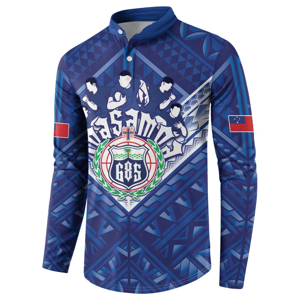 Toa Samoa Rugby Custom Button Sweatshirt Samoan Pride With Tribal Pattern - Polynesian Pride