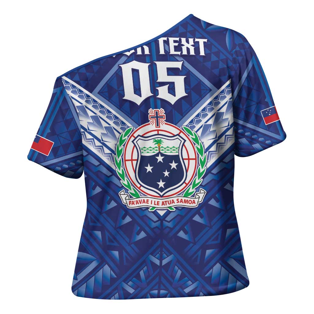 Toa Samoa Rugby Custom Cross Shoulder Shirt Samoan Pride With Tribal Pattern - Polynesian Pride