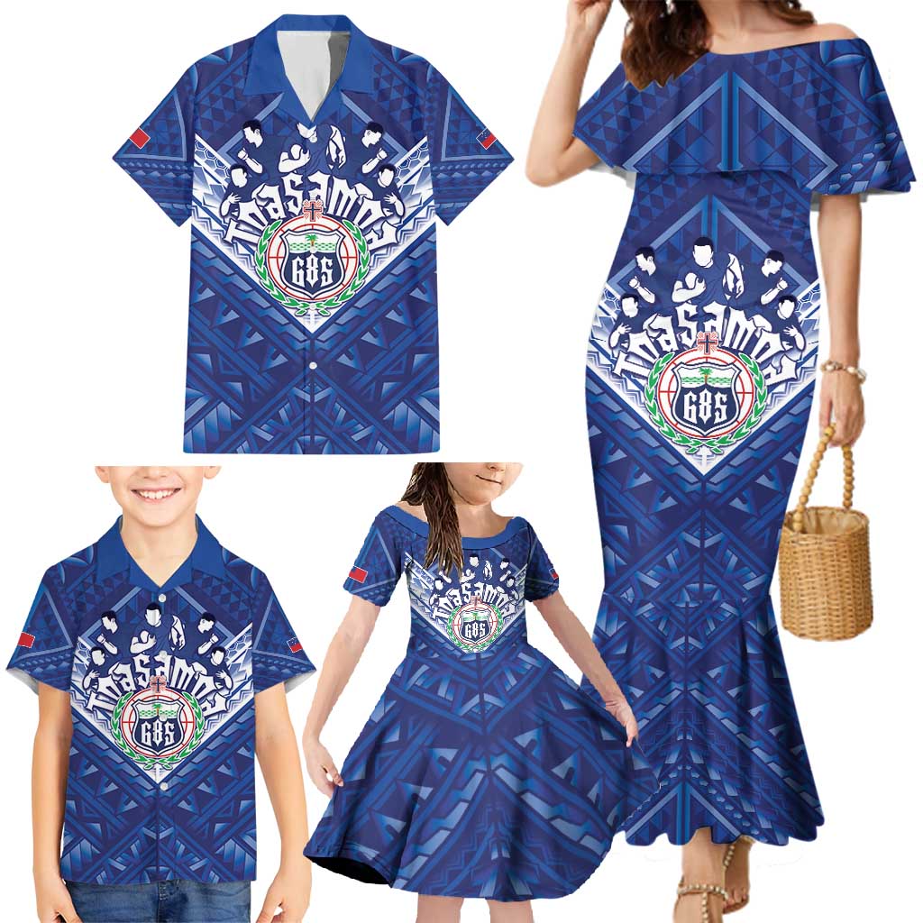 Toa Samoa Rugby Custom Family Matching Mermaid Dress and Hawaiian Shirt Samoan Pride With Tribal Pattern - Polynesian Pride