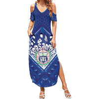 Toa Samoa Rugby Custom Family Matching Summer Maxi Dress and Hawaiian Shirt Samoan Pride With Tribal Pattern - Polynesian Pride