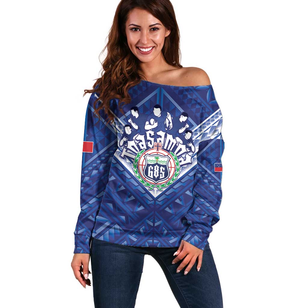 Toa Samoa Rugby Custom Off Shoulder Sweater Samoan Pride With Tribal Pattern - Polynesian Pride