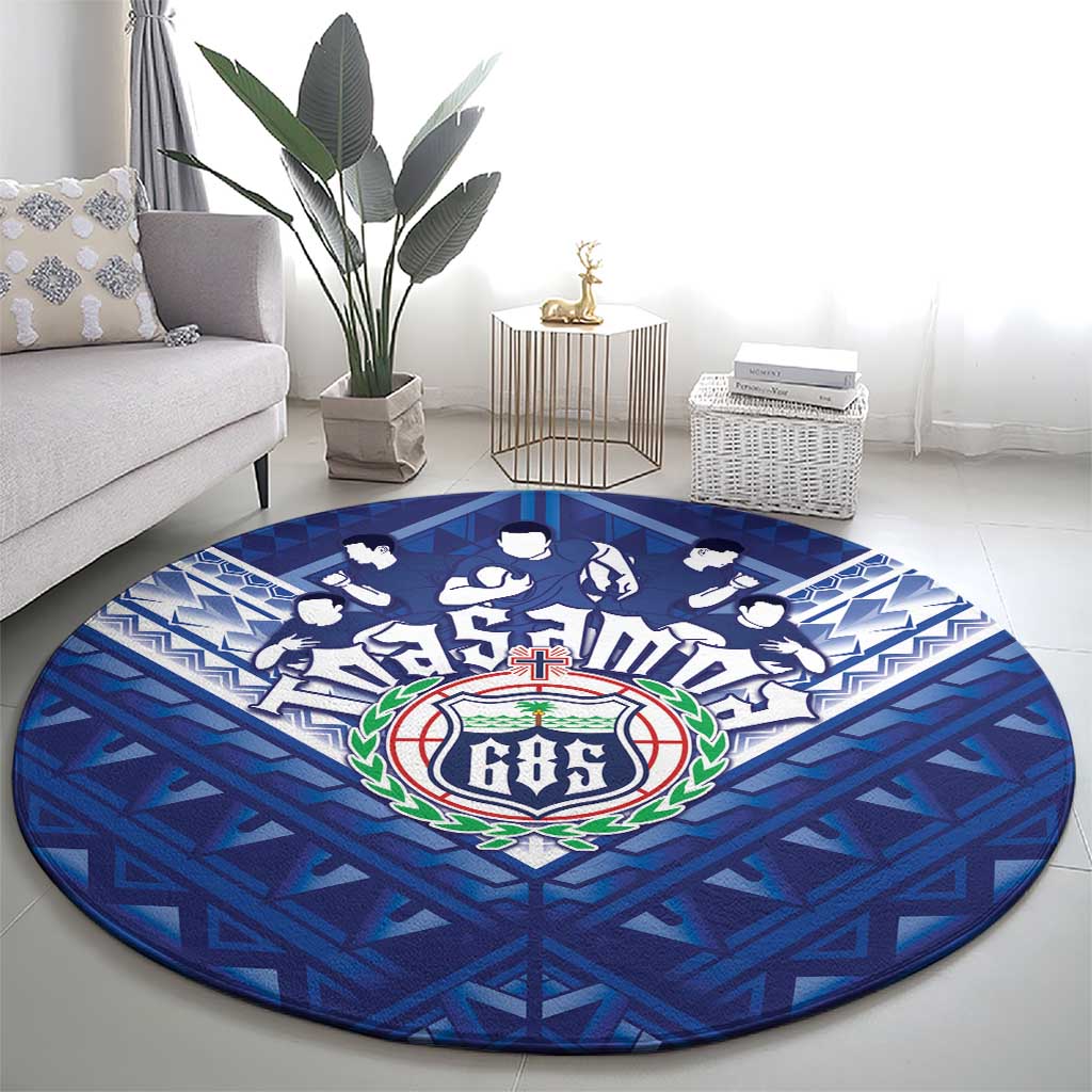 Toa Samoa Rugby Round Carpet Samoan Pride With Tribal Pattern - Polynesian Pride