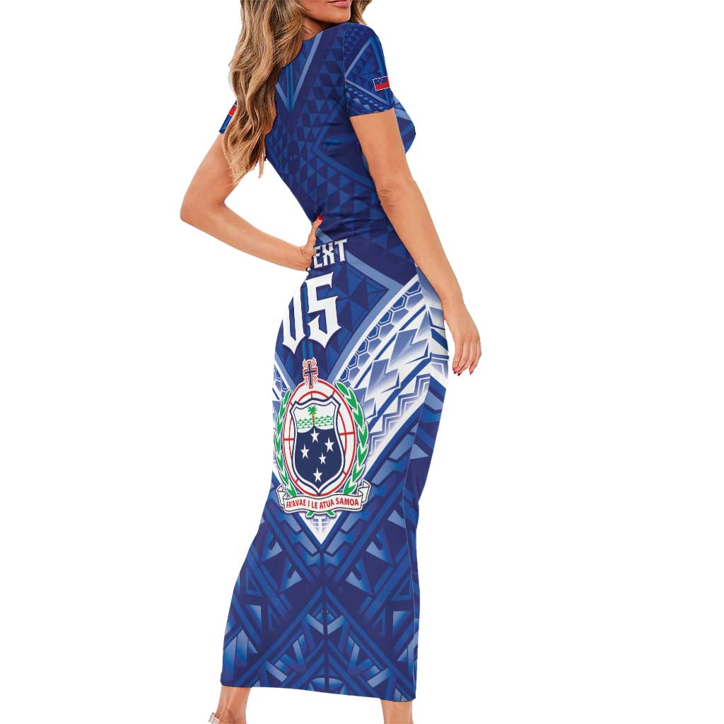 Toa Samoa Rugby Custom Short Sleeve Bodycon Dress Samoan Pride With Tribal Pattern - Polynesian Pride