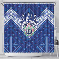 Toa Samoa Rugby Shower Curtain Samoan Pride With Tribal Pattern - Polynesian Pride