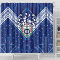 Toa Samoa Rugby Shower Curtain Samoan Pride With Tribal Pattern - Polynesian Pride