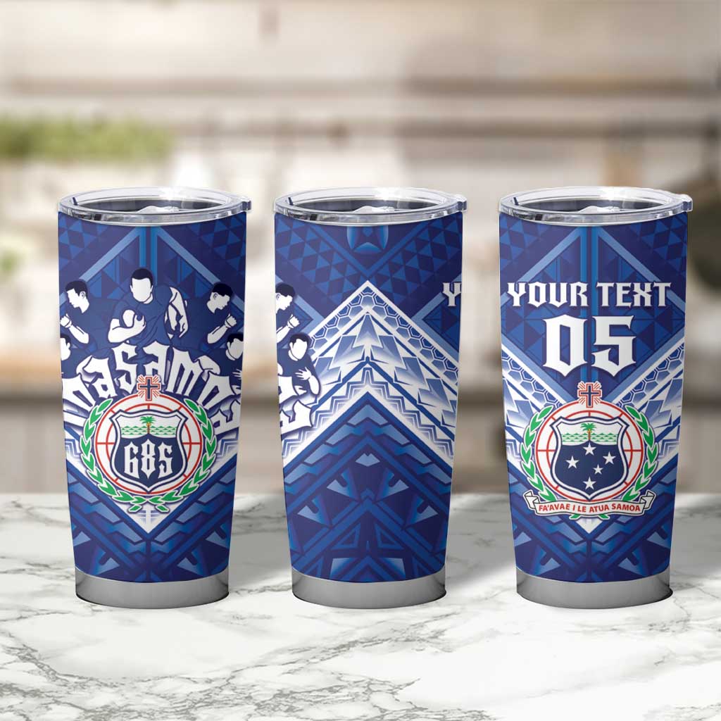 Toa Samoa Rugby Custom Tumbler Cup Samoan Pride With Tribal Pattern - Polynesian Pride
