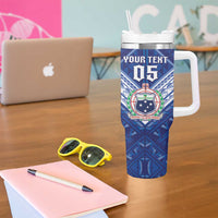 Toa Samoa Rugby Custom Tumbler With Handle Samoan Pride With Tribal Pattern - Polynesian Pride