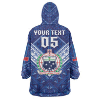 Toa Samoa Rugby Custom Wearable Blanket Hoodie Samoan Pride With Tribal Pattern - Polynesian Pride