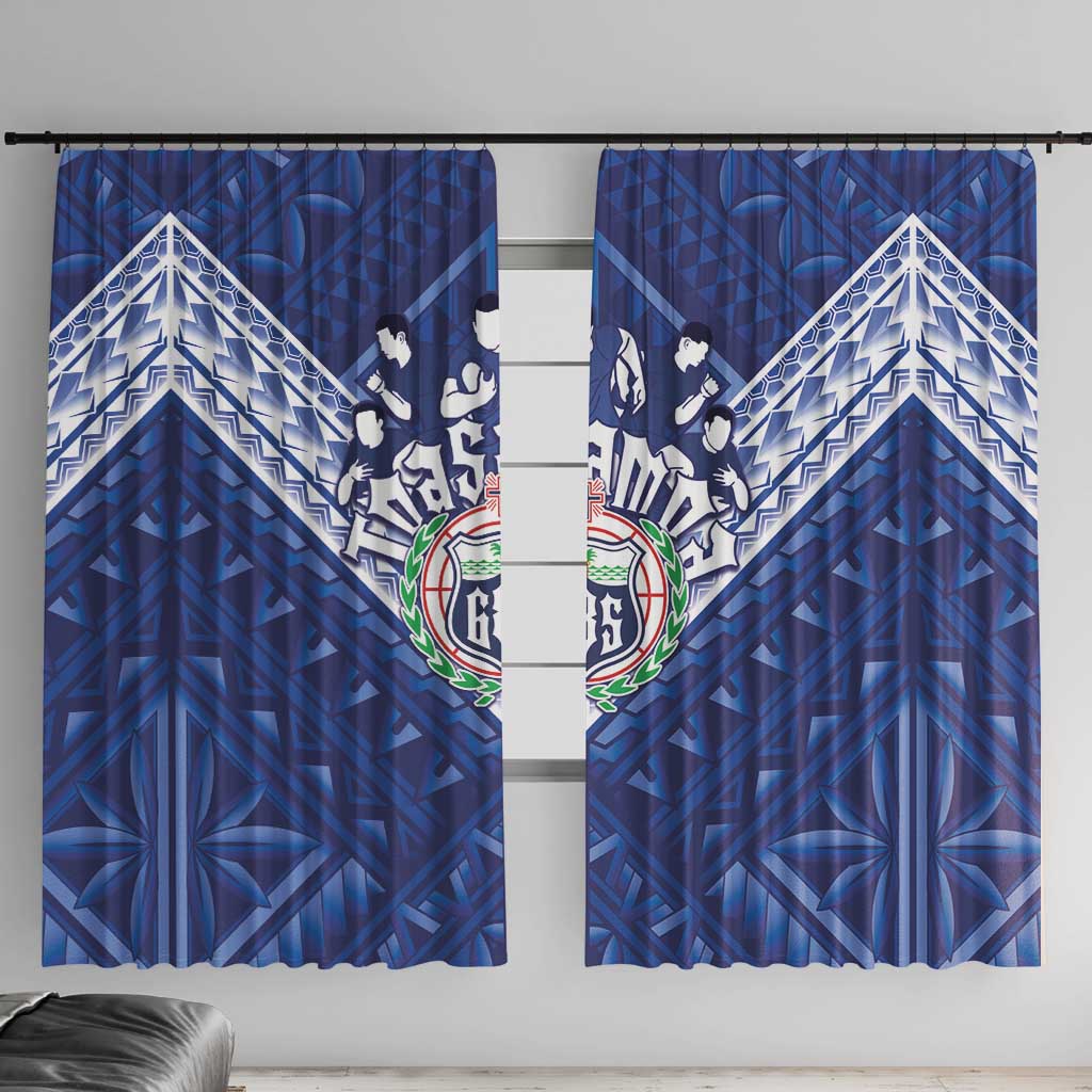 Toa Samoa Rugby Window Curtain Samoan Pride With Tribal Pattern - Polynesian Pride