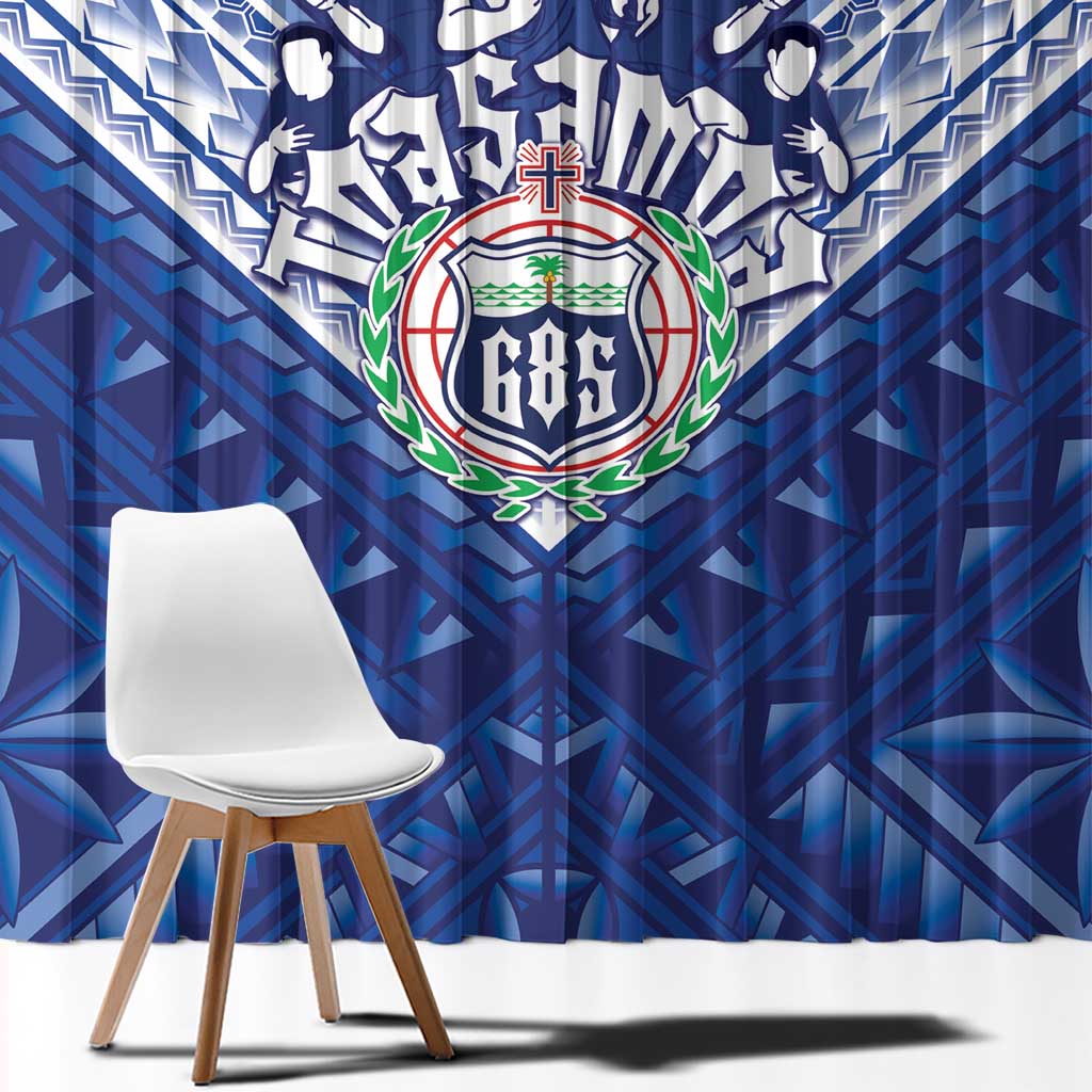 Toa Samoa Rugby Window Curtain Samoan Pride With Tribal Pattern - Polynesian Pride