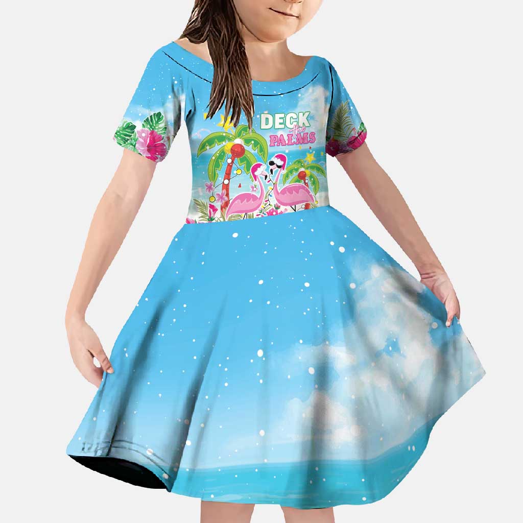 Hawaii Christmas Family Matching Mermaid Dress and Hawaiian Shirt Deck The Palms Holiday Flamingos