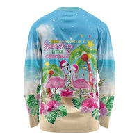 Hawaii Christmas Long Sleeve Shirt Deck The Palms Holiday Flamingos