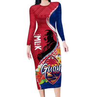 Guam Martin Luther King Jr Day Family Matching Long Sleeve Bodycon Dress and Hawaiian Shirt LT05 Mom's Dress Red - Polynesian Pride