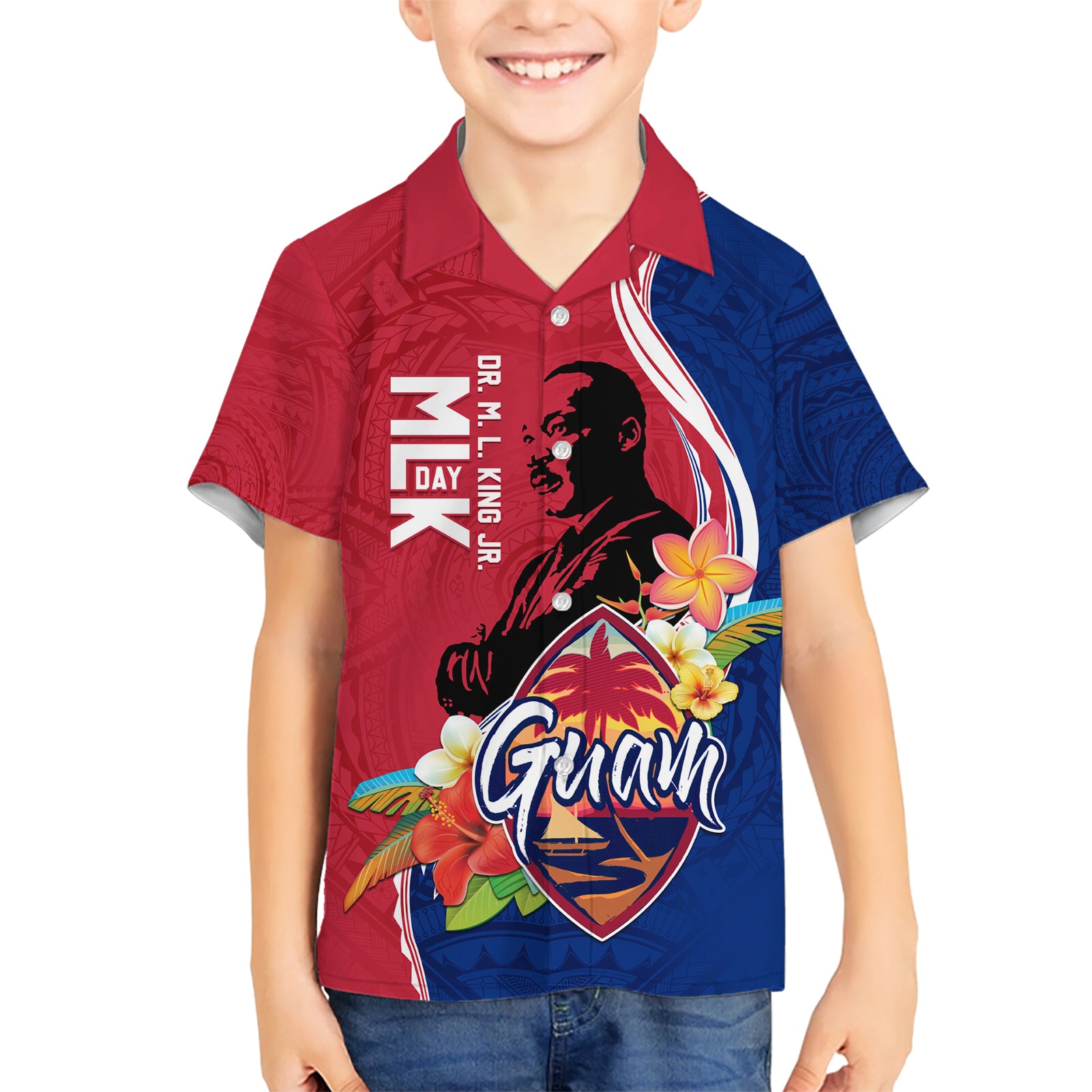 Guam Martin Luther King Jr Day Kid Hawaiian Shirt LT05 Kid Red - Polynesian Pride