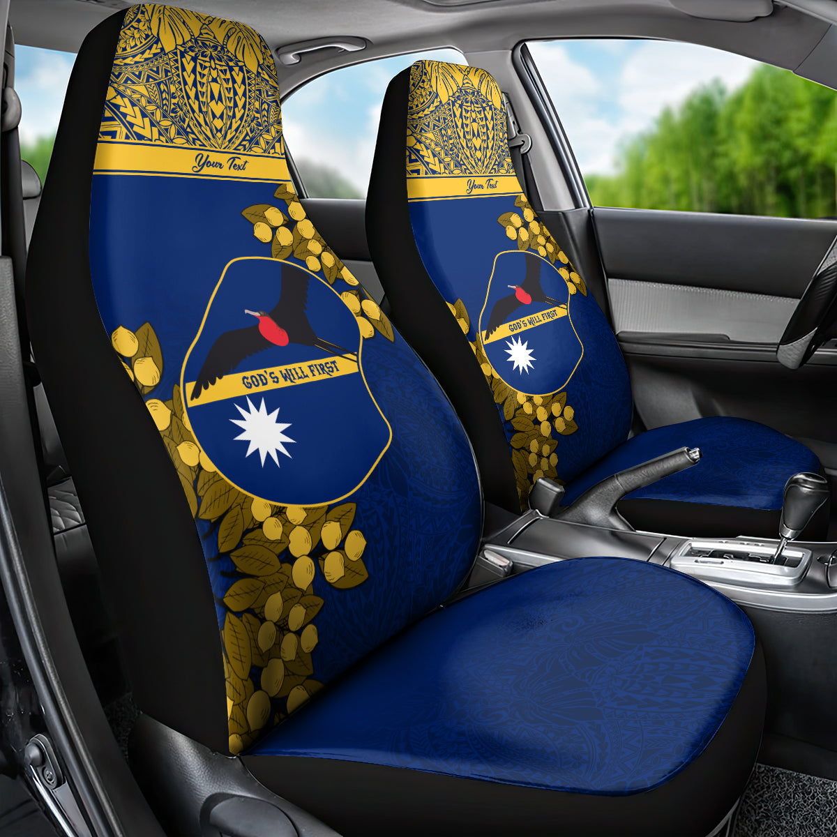 Personalised Repubrikin Naoero Independence Day Car Seat Cover Tamanu With Coat Of Arms LT05 - Polynesian Pride