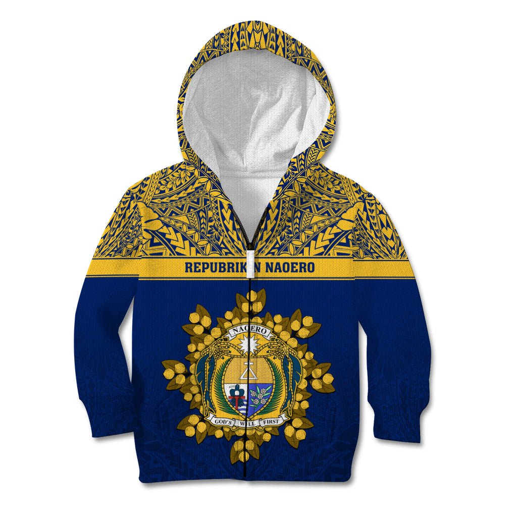 Personalised Repubrikin Naoero Independence Day Kid Hoodie Tamanu With Coat Of Arms LT05 Zip Hoodie Yellow - Polynesian Pride