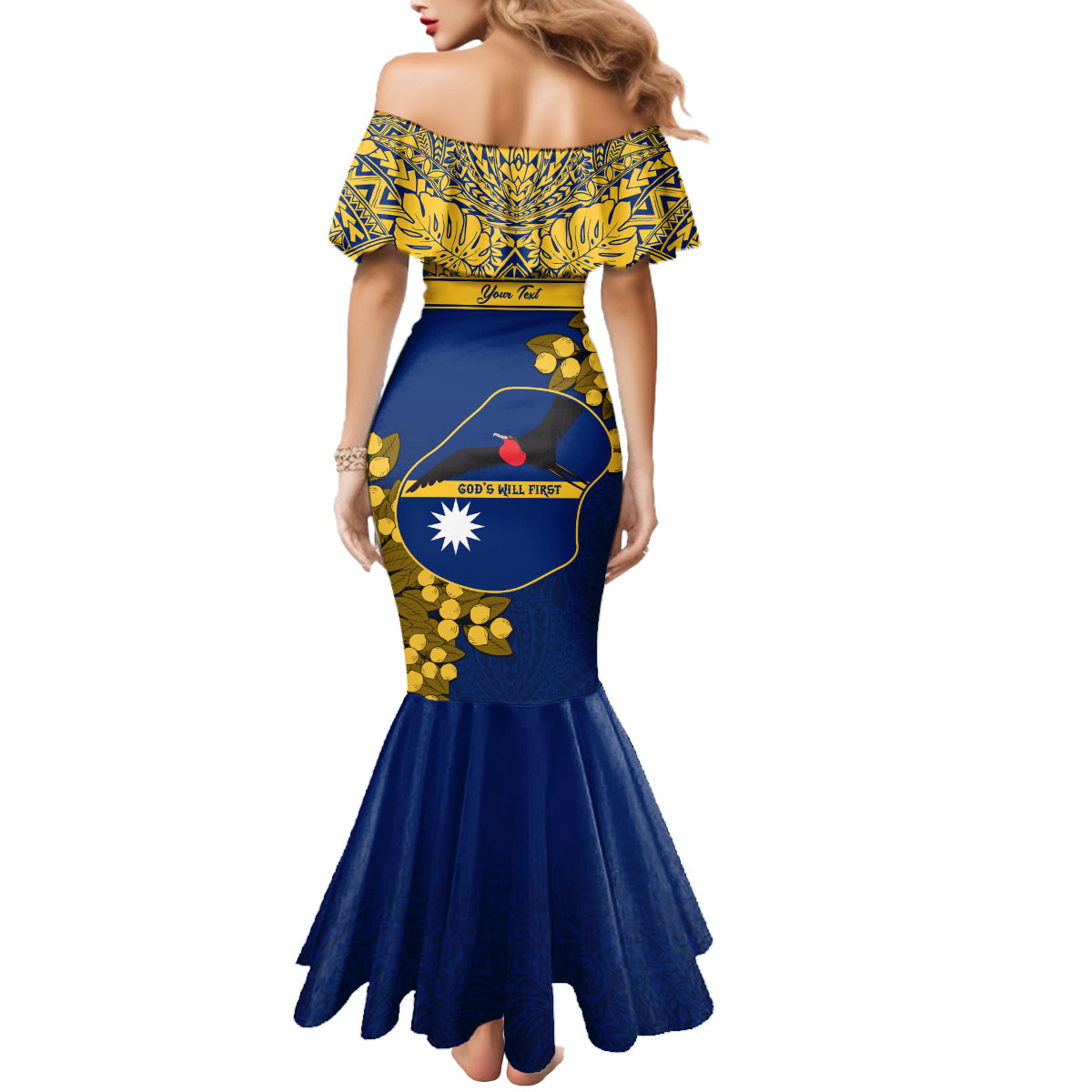 Personalised Repubrikin Naoero Independence Day Mermaid Dress Tamanu With Coat Of Arms LT05 - Polynesian Pride