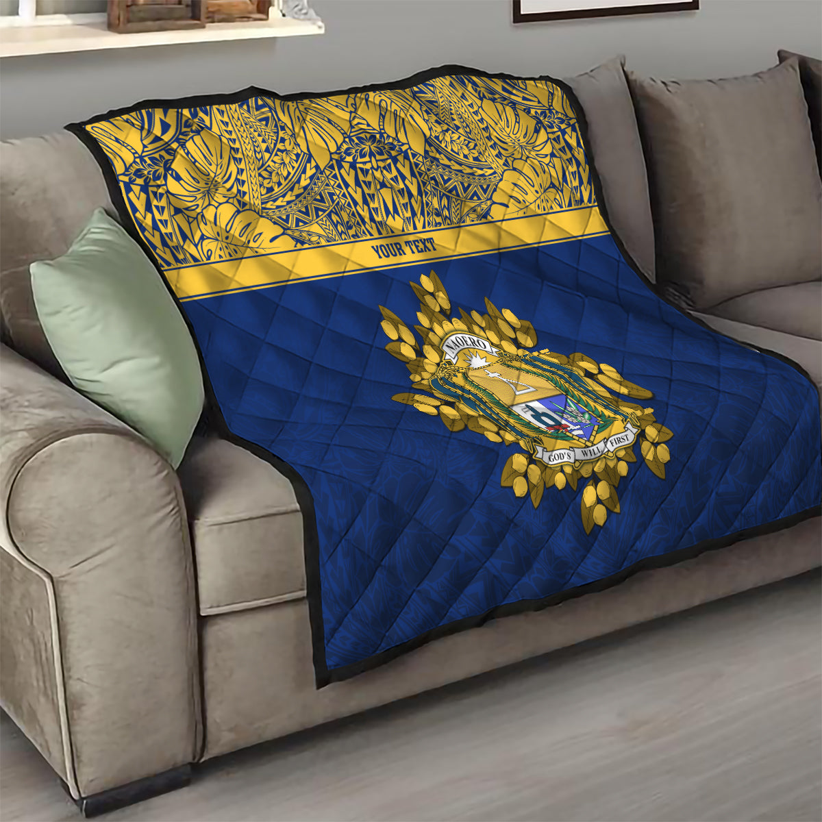 Repubrikin Naoero Independence Day Quilt Tamanu With Coat Of Arms LT05 - Polynesian Pride