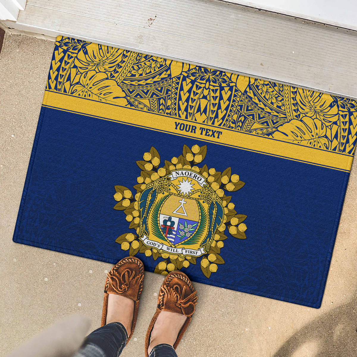 Repubrikin Naoero Independence Day Rubber Doormat Tamanu With Coat Of Arms LT05 - Polynesian Pride